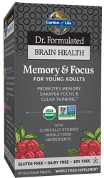 Garden of Life Dr Formulated Brain Health Memory and Focus for Young Adults 60 Tablets