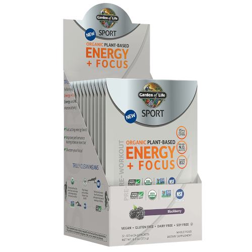 Garden of Life SPORT Organic Plant-Based Energy Focus Blackberry Lemonade 12 Single Serv Packs